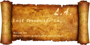 Leif Annunciáta névjegykártya
